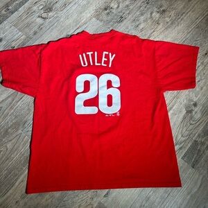 Majestic Philadelphia Phillies Chase Utley Red Baseball Jersey Tee